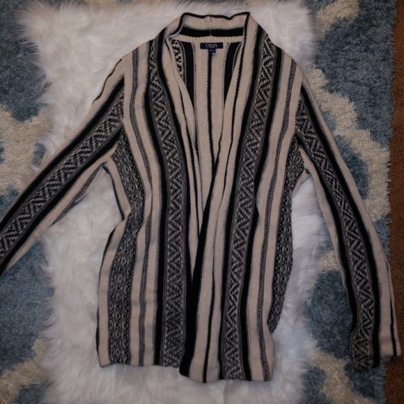CHAPS BLACK AND WHITE KNIT CARDIGAN SIZE S - Picture 3 of 4